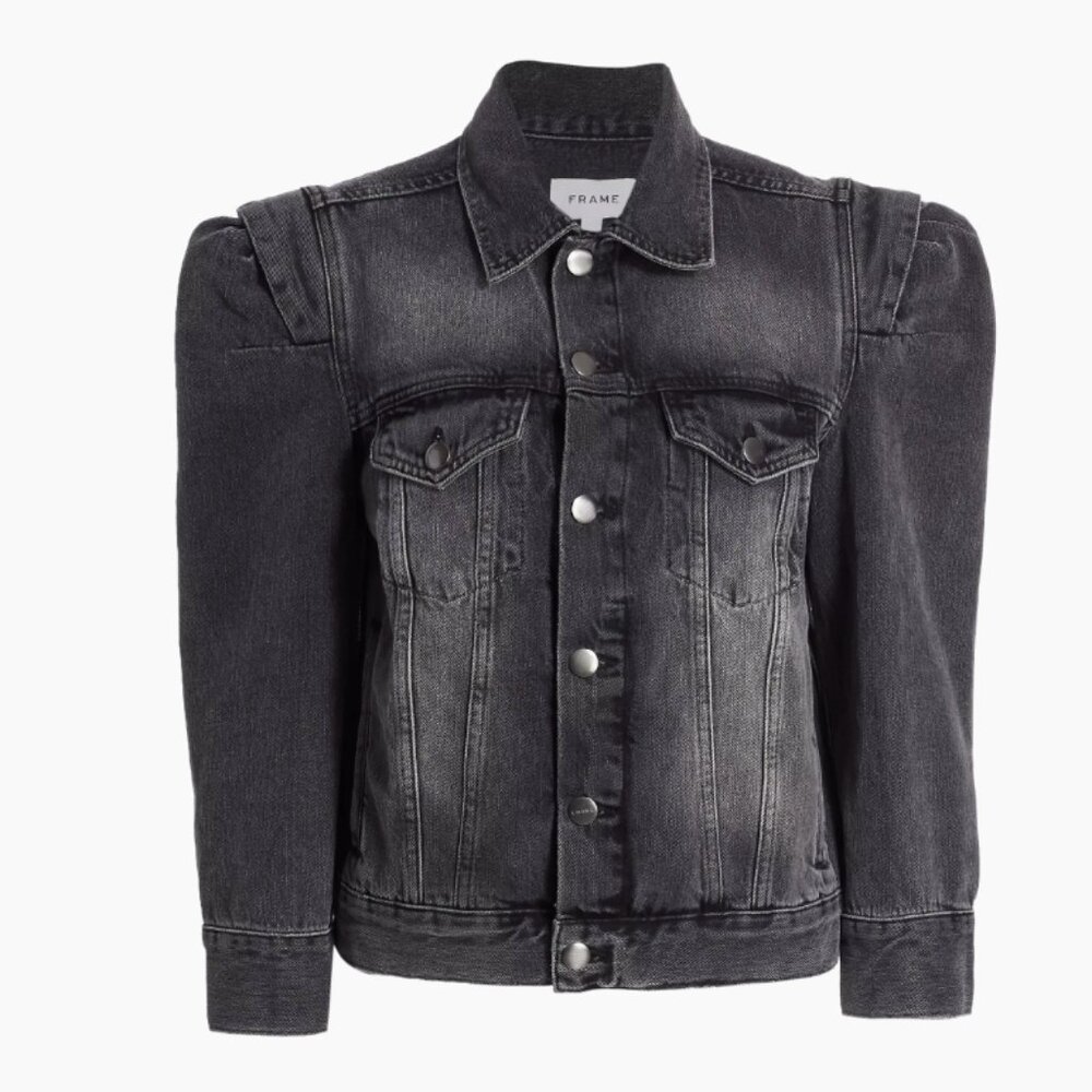 FRAME Rosette Sleeve Denim Jacket